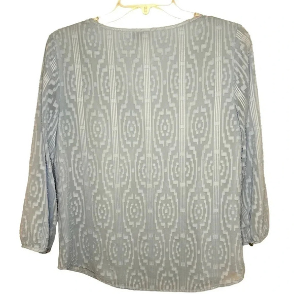 Talbots Textured Popover Blouse Baby Blue 3/4 Sleeve Women’s Small - Picture 6 of 10